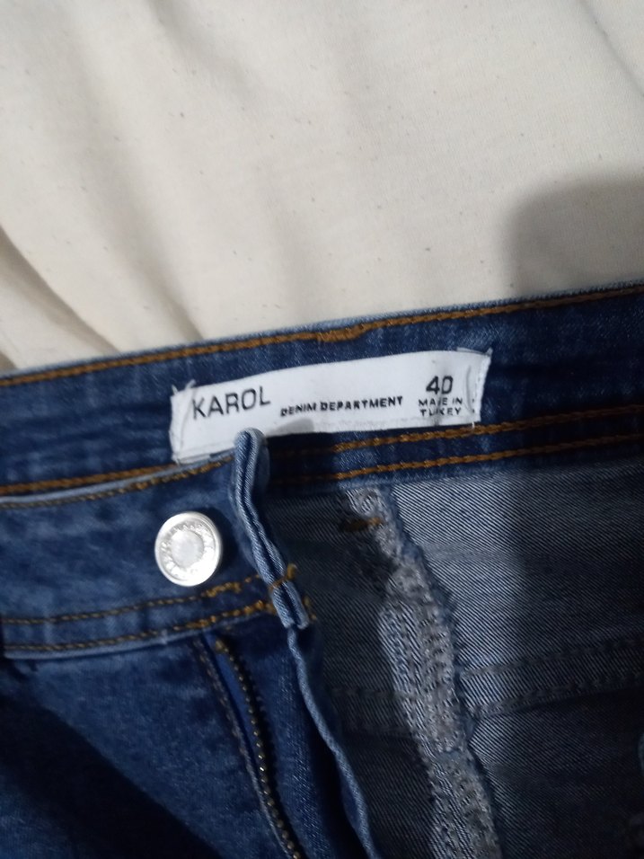 Kadın Lacivert Düğmeli Jean Pantolon - Görsel 2