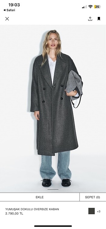 zara yumuşak dokulu oversize kaban