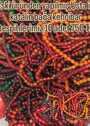 Eski üründen yapılmış Usta işi katalin bağa kehribar