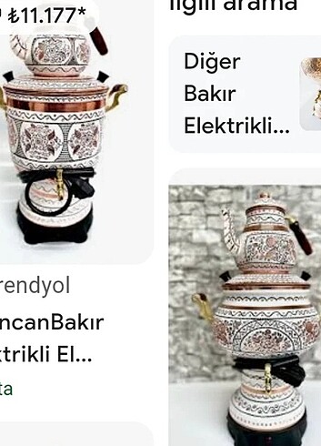 ErzincanBakır Elektrikli El Işlemeli Bakır Semaver (BAKIR DEMLİK