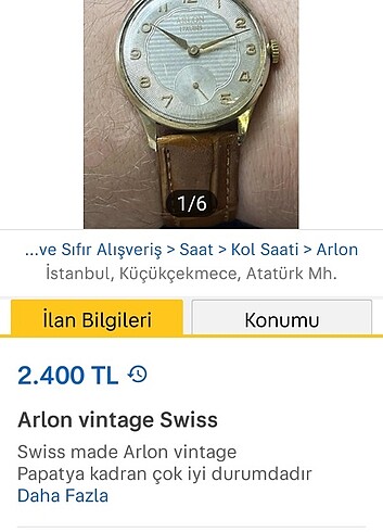 Eski dönem ürünü koleksiyonluk ürün arlon marka kurmalı kol saat