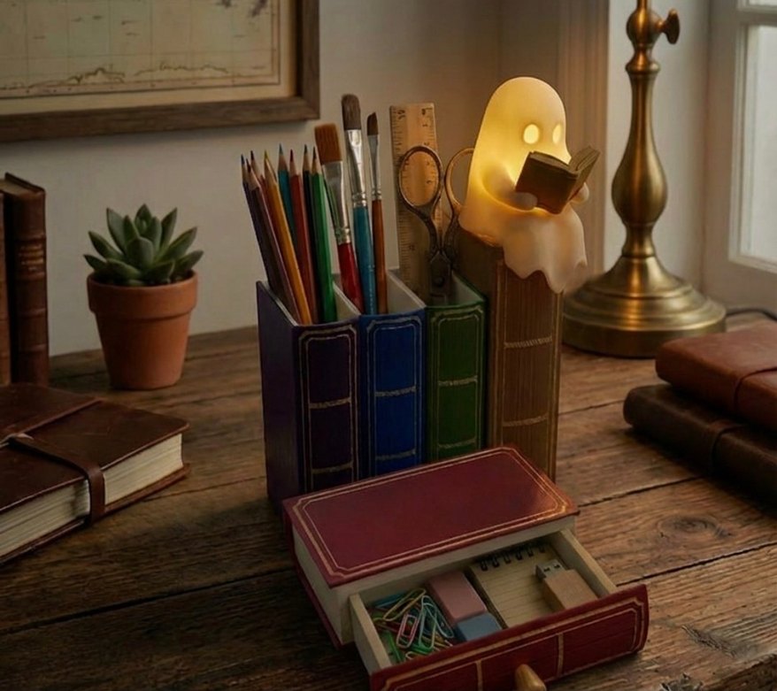 Kitap Okuyan Bej Hayalet Figürin - Görsel 2