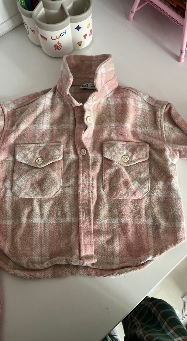 Kız Çocuk Pembe Düğmeli Uzun Kollu Gömlek - Görsel 2