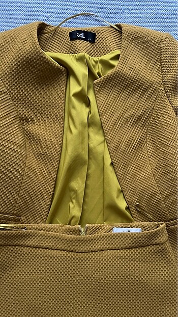 Adil ışık limon küfü ceket-etek ikili takım - Görsel 5