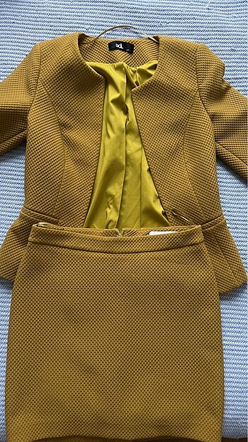 Adil ışık limon küfü ceket-etek ikili takım - Görsel 6