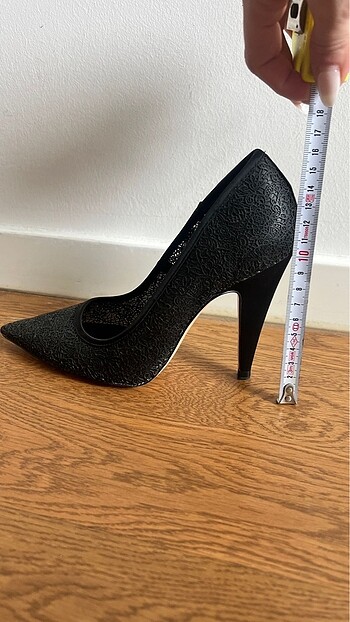 Zara Siyah Dantel Desenli Stiletto - Görsel 6
