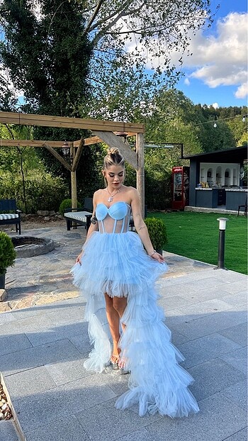 Bebek Mavisi Balo Elbisesi - Görsel 5