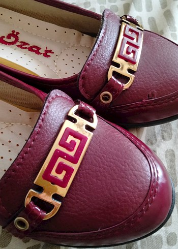 37 Beden bordo Renk Burgundy Yılan Desenli Tokalı ortopedik Kadın Babet