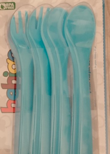 Beden Turkuaz Pastel Bebek Çatal Kaşık Seti