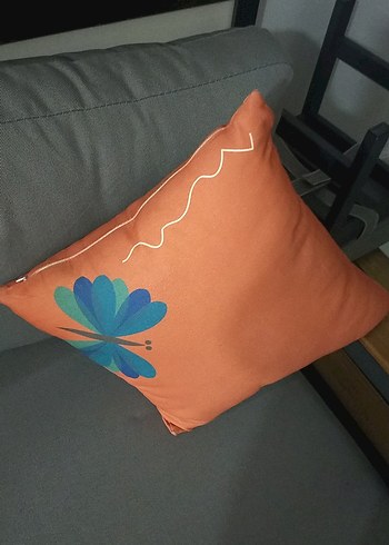 Turuncu Renkli Baskılı Dekoratif Yastık - Görsel 2