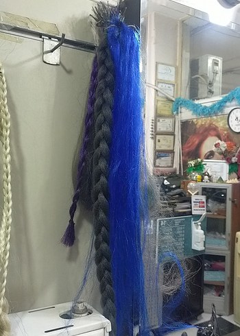 Mavi Saç Aksesuarı Püsküllü Avate çıt çıt boncuk kaynak sac - Görsel 5