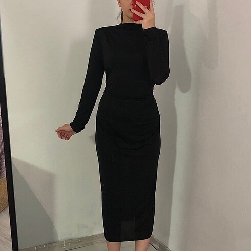 s Beden siyah Renk H&M midi elbise