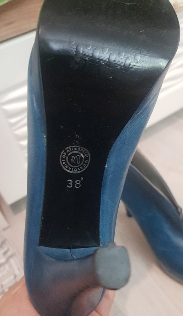 Mavi Deri Stiletto Topuklu Kadın Ayakkabı - Görsel 4