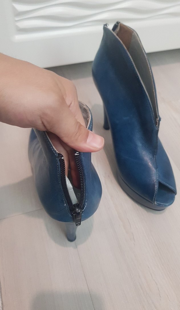 Mavi Deri Stiletto Topuklu Kadın Ayakkabı - Görsel 5