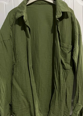 Düğmeli Uzun Kollu Keten Kadın Gömlek - Görsel 2