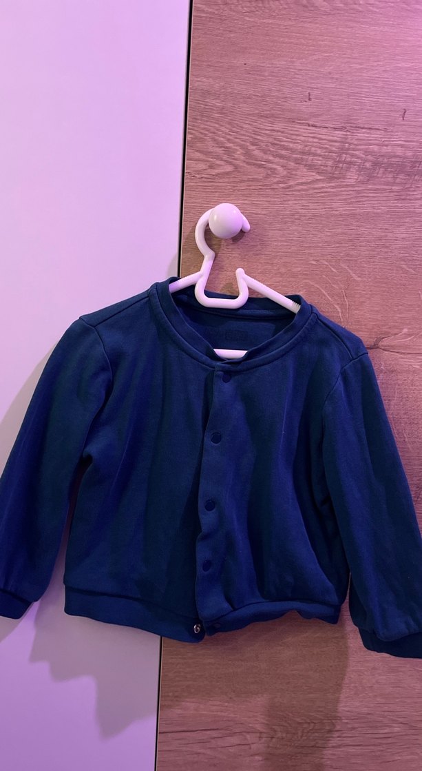 Koyu Mavi Düğmeli Kız Çocuk Ceketi - Görsel 2