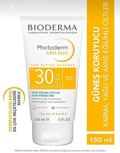 bioderma güneş kremi akn mat