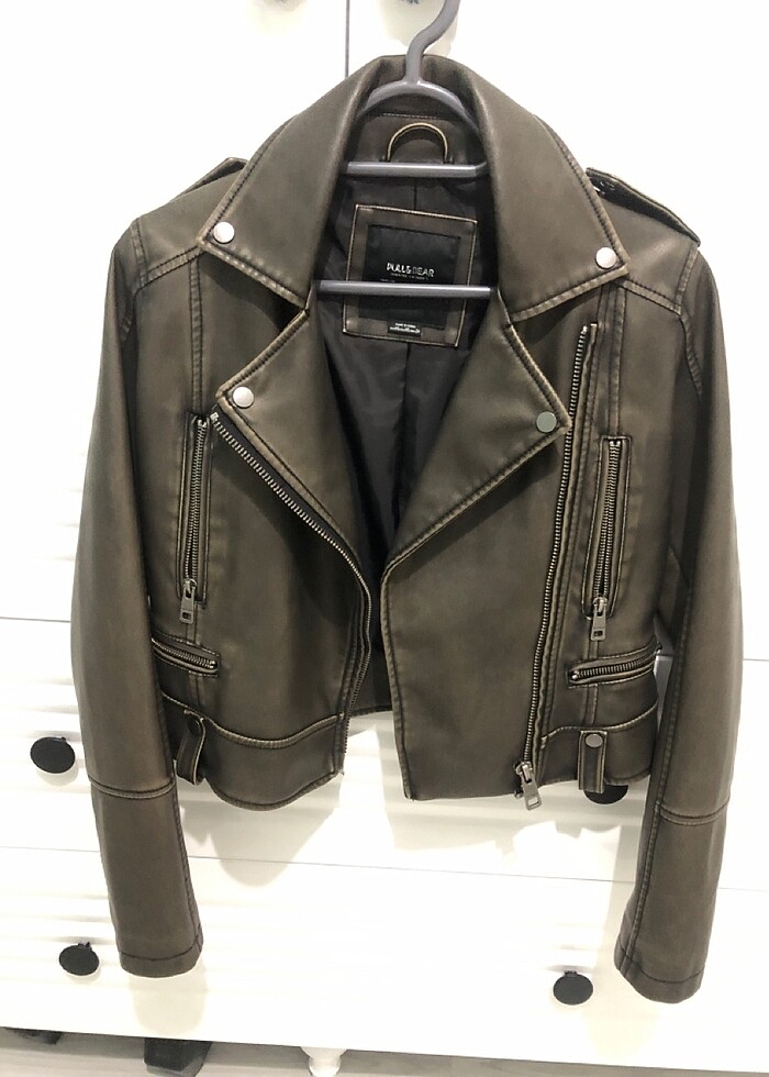 Eskitilmiş deri ceket - Görsel 5