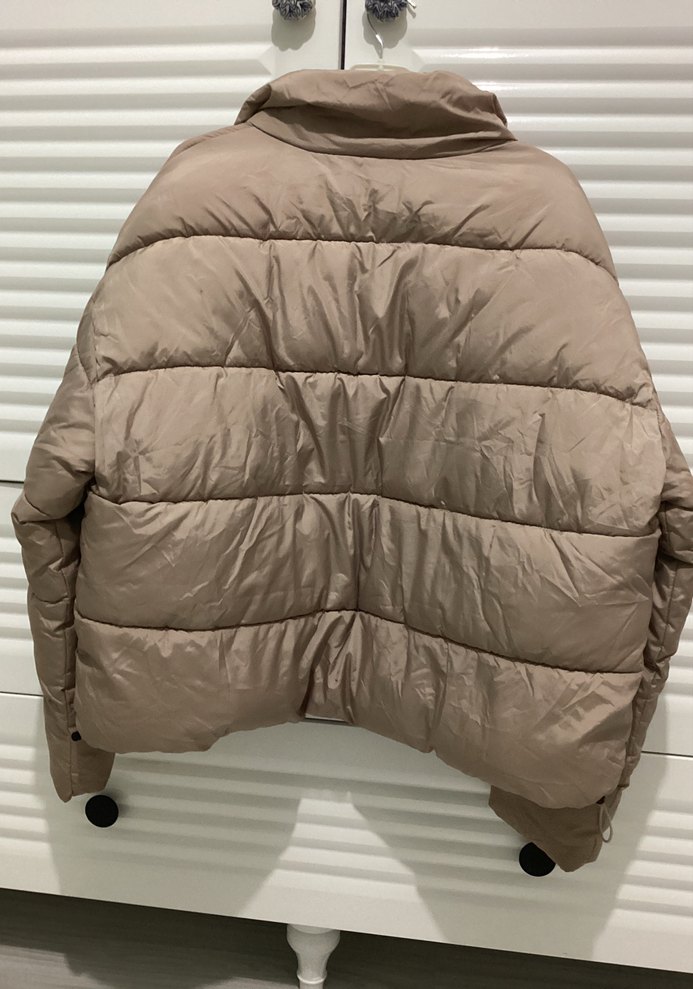 Bej Mini Şişme Kadın Kışlık Mont - Görsel 4