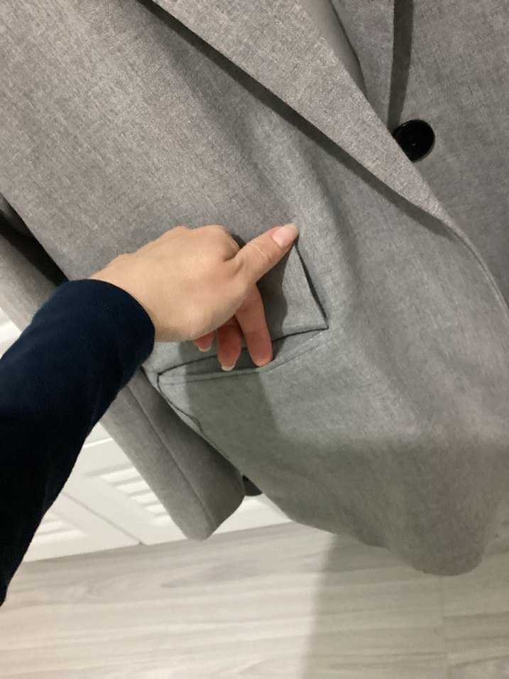 Gri Düğmeli Kadın Blazer Ceket - Görsel 4