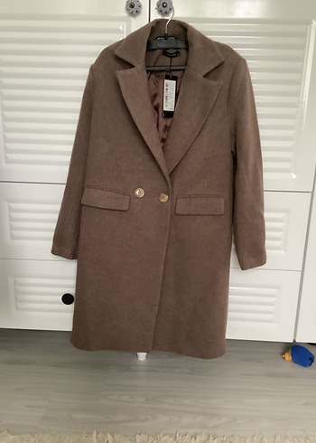 Düğmeli Kahverengi Midi Kadın Kaban - Görsel 2