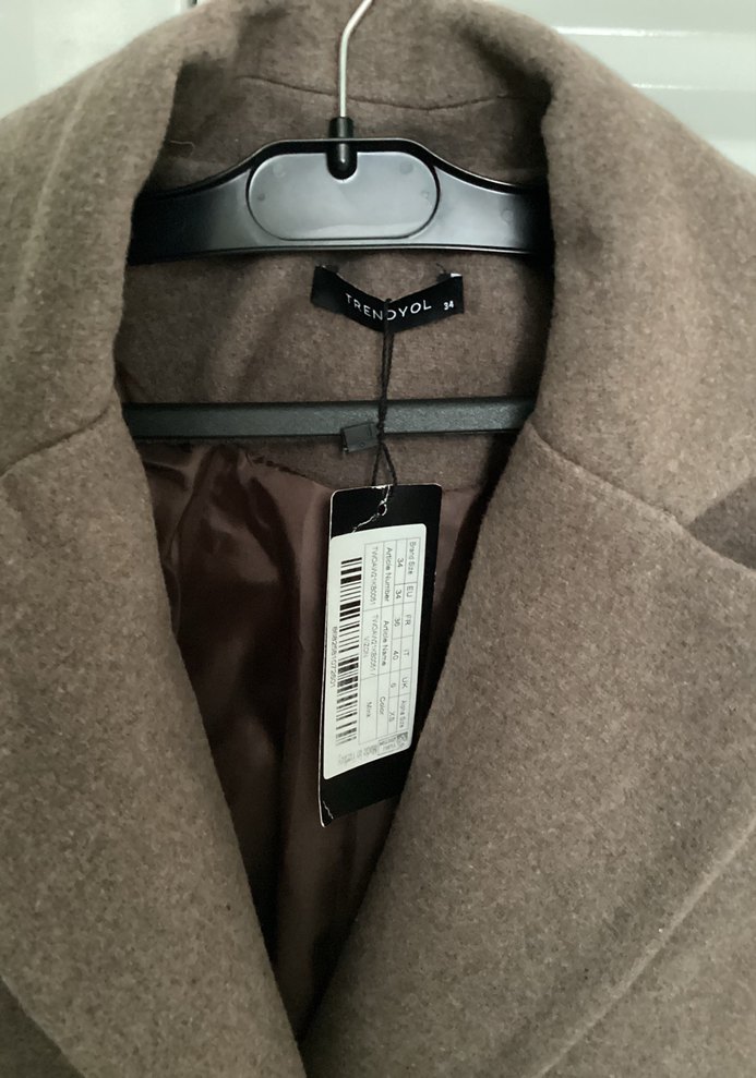 Düğmeli Kahverengi Midi Kadın Kaban - Görsel 3