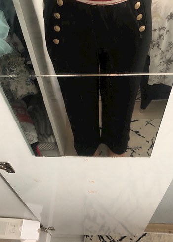 Tokalı Siyah Baskılı Denim Pantolon - Görsel 2