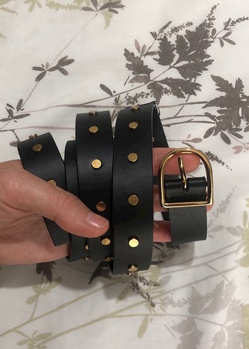 Diğer Siyah Deri Perçinli Goth Kadın Kemer