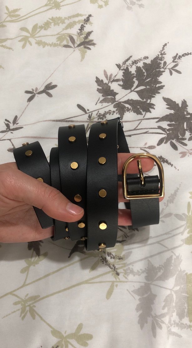 Siyah Deri Perçinli Goth Kadın Kemer - Görsel 2