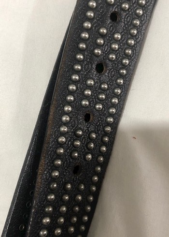 Siyah Deri Perçinli Punk Kadın Kemer - Görsel 5