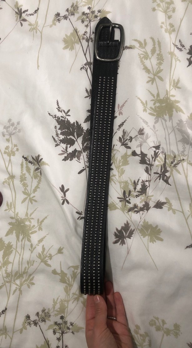 Siyah Deri Perçinli Punk Kadın Kemer - Görsel 3