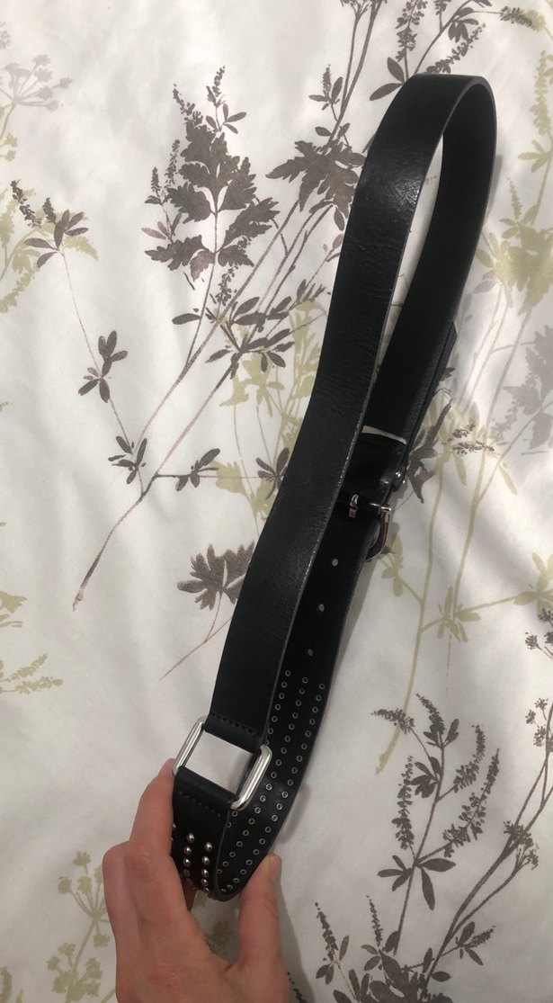 Perçinli Siyah Deri Rock Punk Kemer - Görsel 4