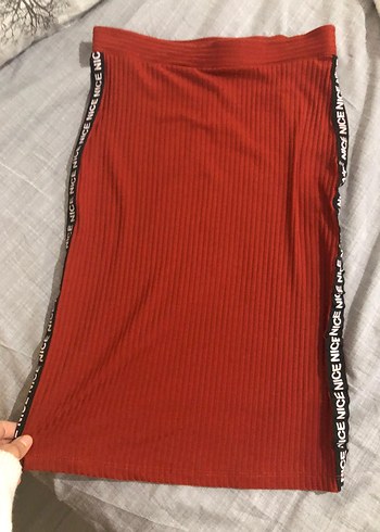 Kırmızı Triko Midi Hamile Eteği - Görsel 4