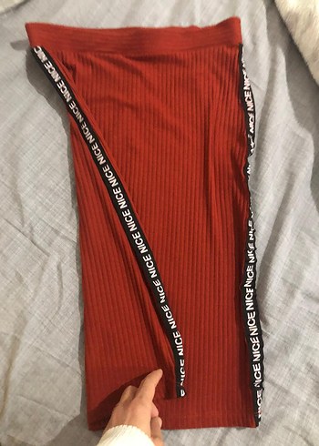 Kırmızı Triko Midi Hamile Eteği - Görsel 3