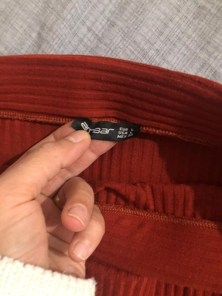 Kırmızı Triko Midi Hamile Eteği - Görsel 2