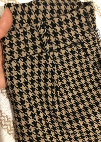 Kahverengi Pilili Midi Kumaş Pantolon - Görsel 4