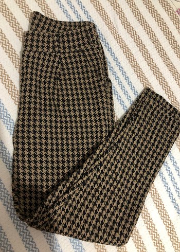 Kahverengi Pilili Midi Kumaş Pantolon - Görsel 2