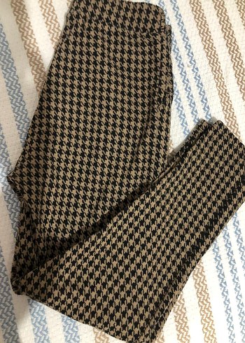 Kahverengi Pilili Midi Kumaş Pantolon - Görsel 3