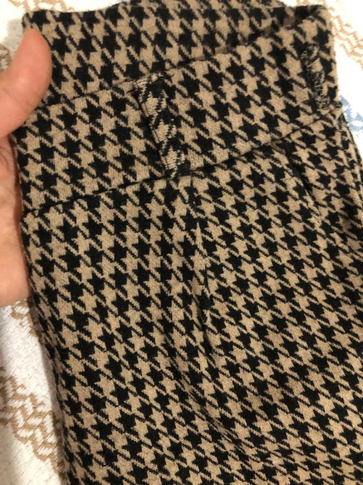 Kahverengi Pilili Midi Kumaş Pantolon - Görsel 4