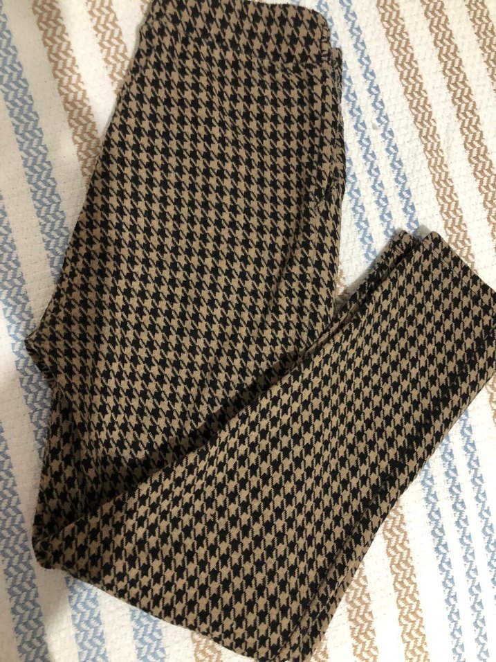 Kahverengi Pilili Midi Kumaş Pantolon - Görsel 3