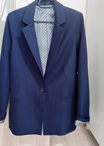 Düğmeli Mavi Kadın Blazer Ceket - Görsel 2