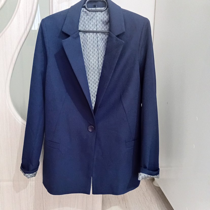 Düğmeli Mavi Kadın Blazer Ceket - Görsel 2