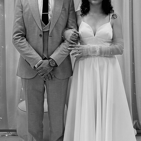 Saten ince askılı elbise - Görsel 2