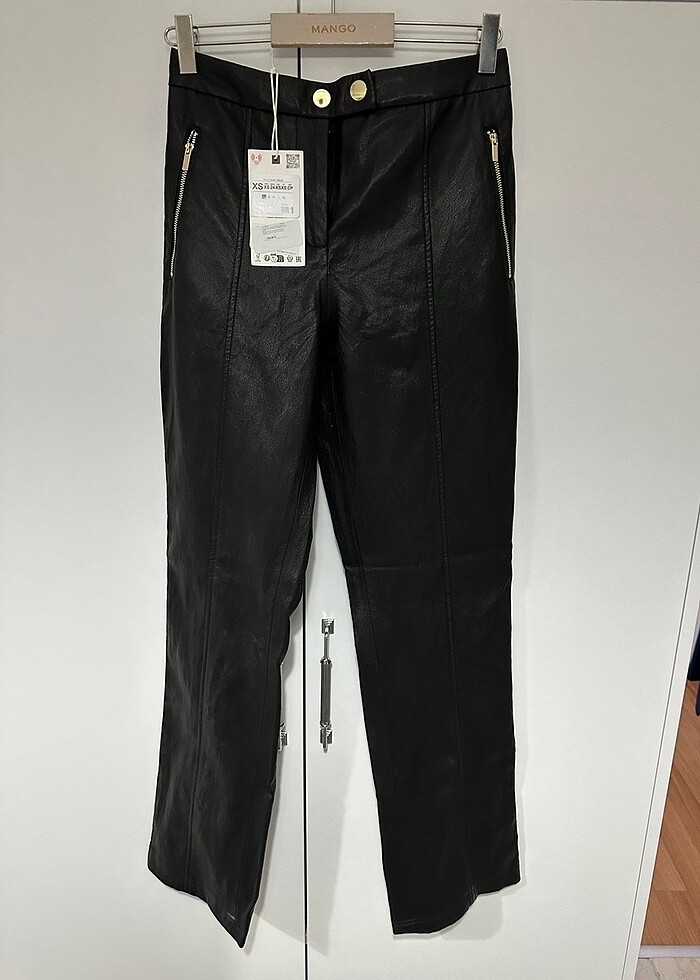 Zara suni deri pantolon - Görsel 2