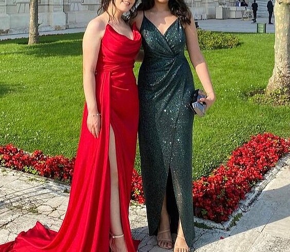 Diğer Zümrüt yeşili simli elbise