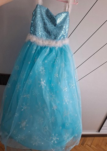 Mavi Payetli Kız Çocuk elsa elbisesi