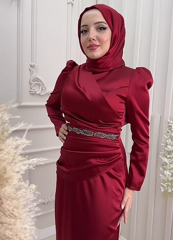 Bordo Saten Abiye