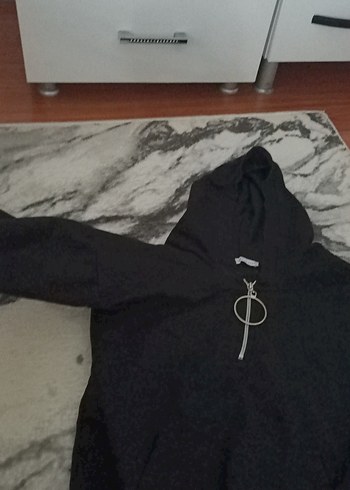 s Beden siyah Renk Siyah Fermuarlı Kadın Sweatshirt