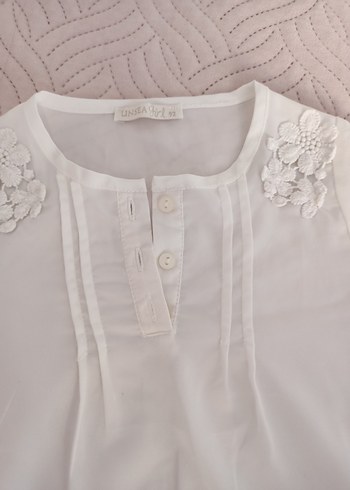 Kız Çocuk Beyaz Nakışlı Uzun Kollu Bluz - Görsel 3