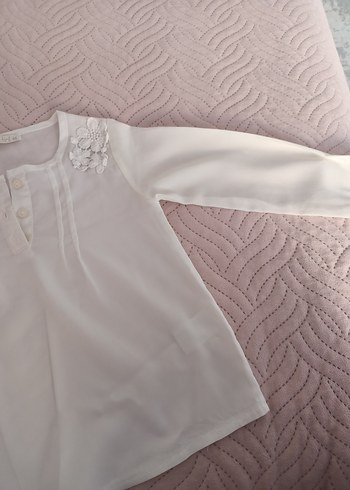 Kız Çocuk Beyaz Nakışlı Uzun Kollu Bluz - Görsel 7